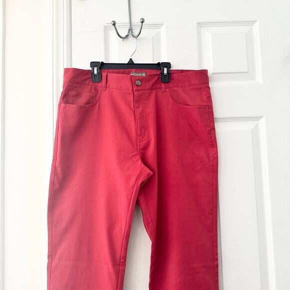 Peter Millar Crown Sport EB66 Performance Five Pocket Red Golf Trouser Pants 35 - Picture 3 of 13